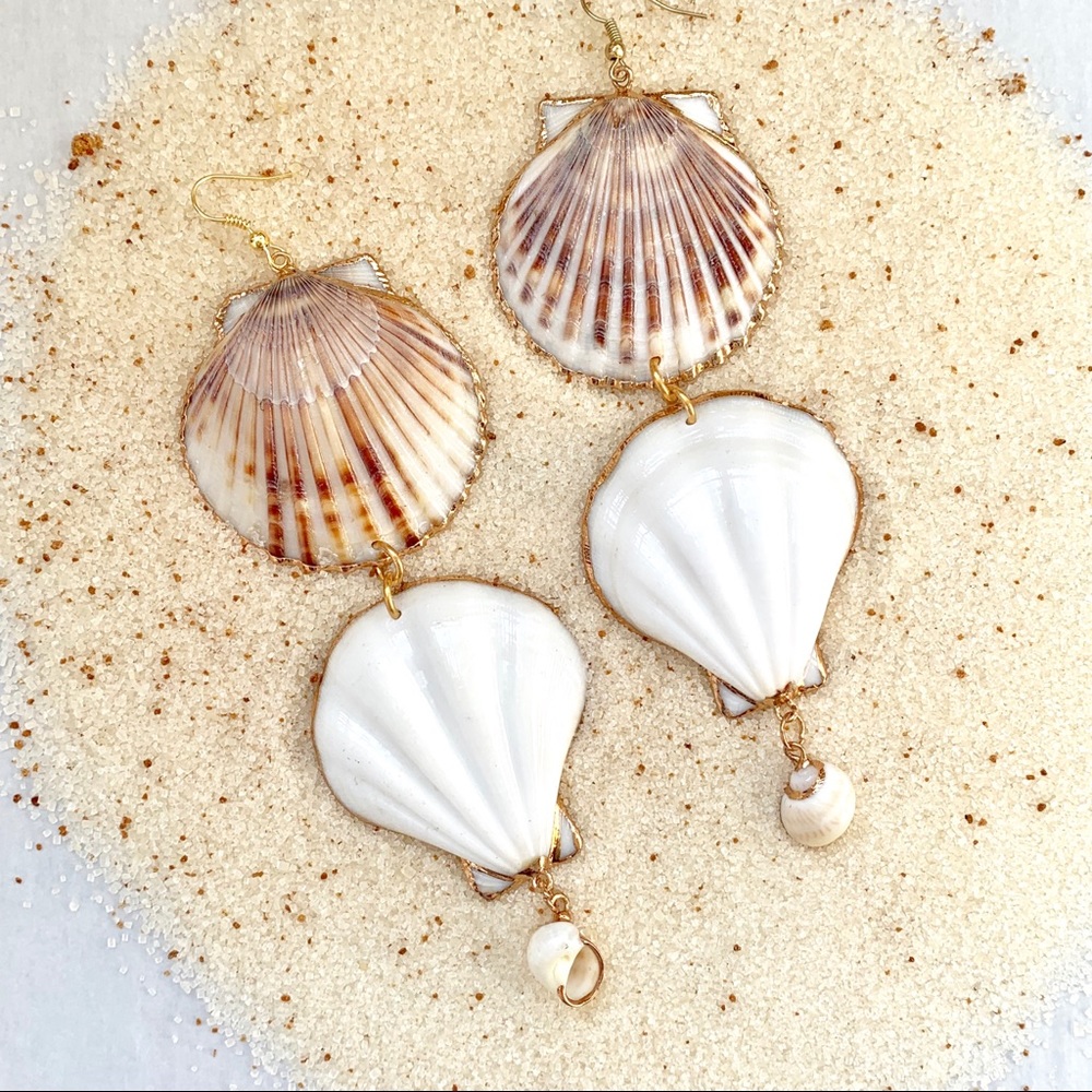Custom Shell Drop Earrings - image 1